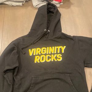Virginity Rocks Black Hoodie Size S
